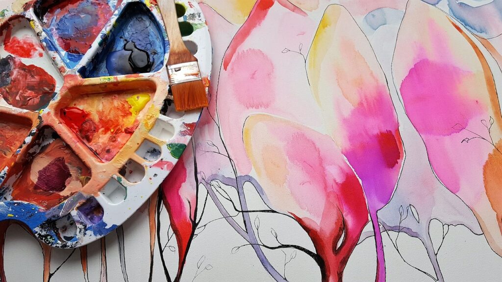 a variety of, painting, colors, acrylic, colorful, art, canvas, spots, abstract